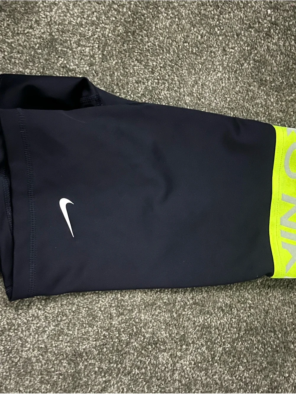 Nike Black Leggings with Neon Yellow Waistband
